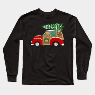 Christmas Woody Wagon- Bringing Home the Xmas Tree Long Sleeve T-Shirt